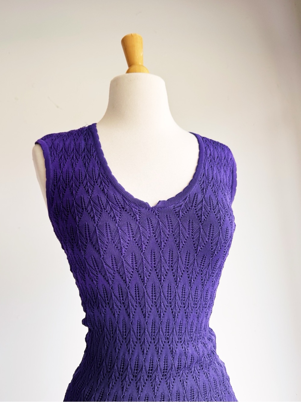 Torn by Ronny Kobo Purple Pointelle Knit Bodycon Midi Dress XS - Picture 2 of 7